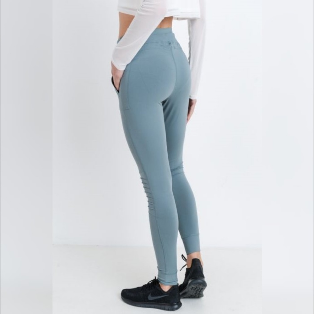 New Skinny Cargo Moto Hybrid Joggers - Dusty-Blue9 - Picture 4 of 6